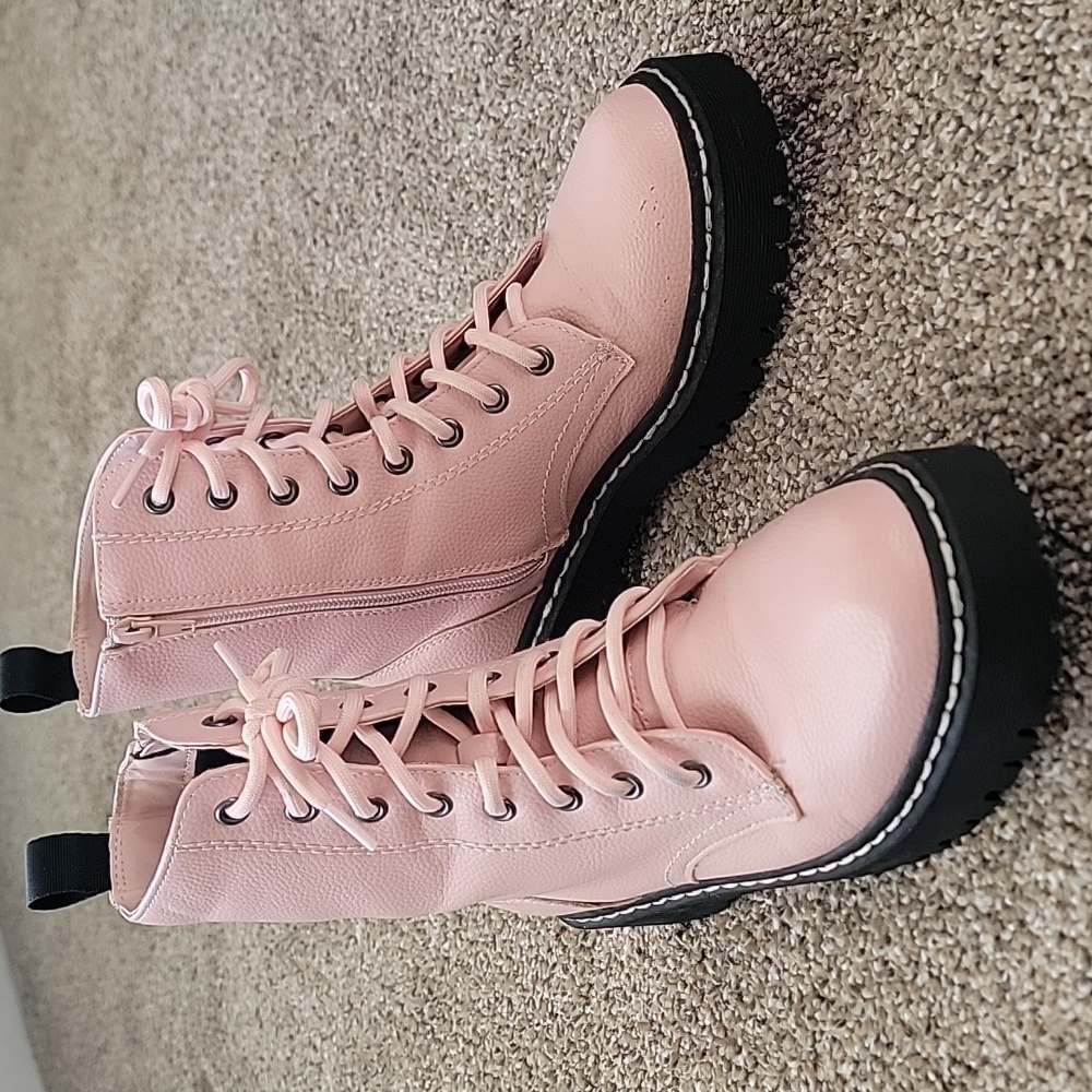 Baby Pink Combat Boots